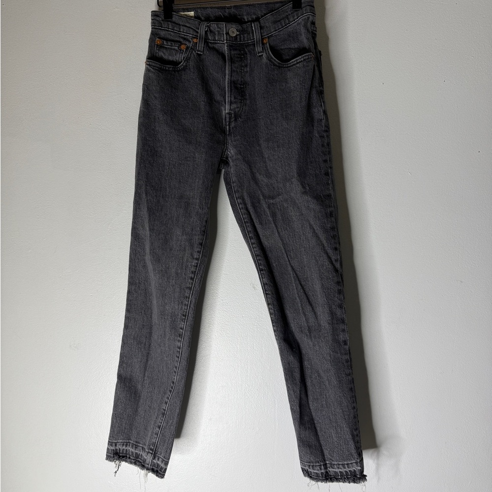 Levi’s 501 Raw Hem Faded Black Jeans Size 25 X 26